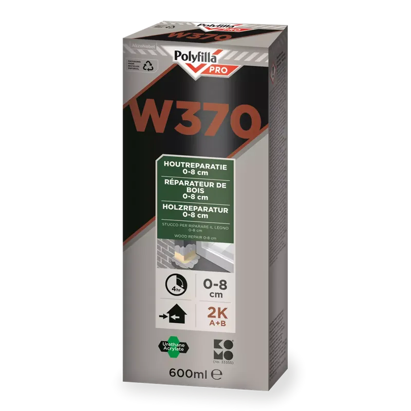 Polyfilla W370 2K Grote Houtreparatie 600 Ml (2 X 300 Ml Kok Bestseller