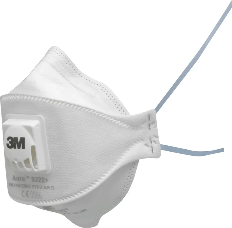 3M 9322+ Aura Stofmasker - FFP2 - Onderhoudsvrij - Plooibaar - Met uitademventiel Merkproduct