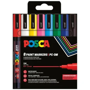 Posca set PC-3M x 8 Fine Standaard Kleuren Koopje