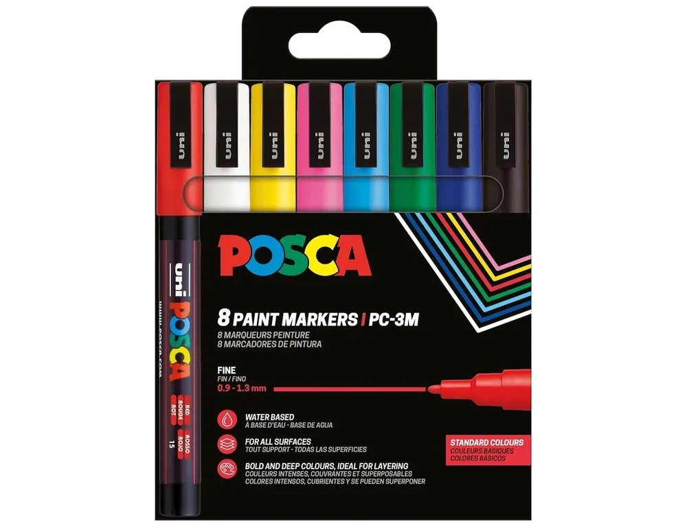 Posca set PC-3M x 8 Fine Standaard Kleuren Koopje