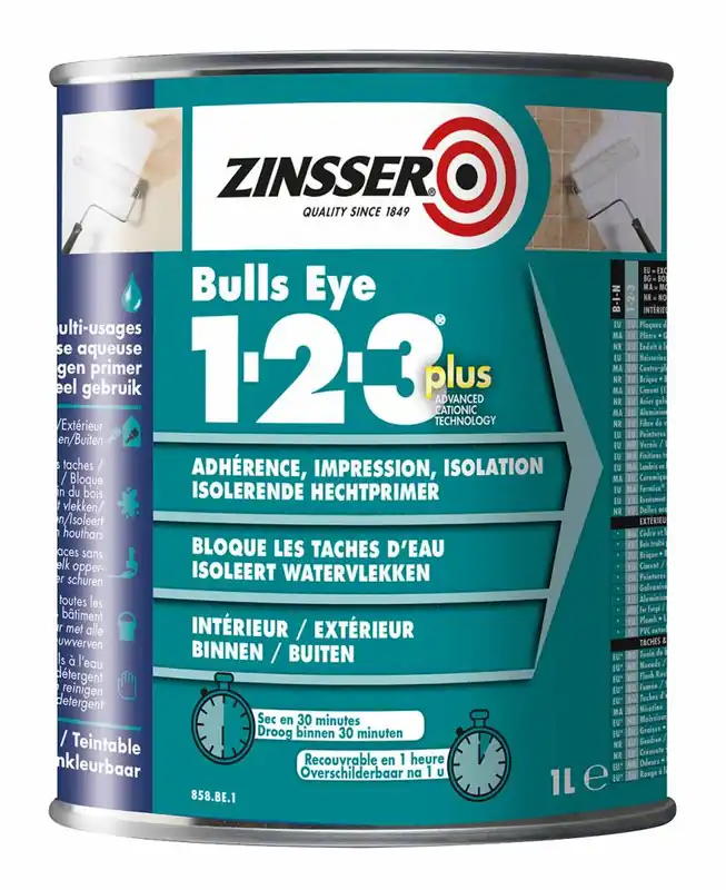 Zinsser Bulls Eye 1-2-3 Plus 1 liter Koopje